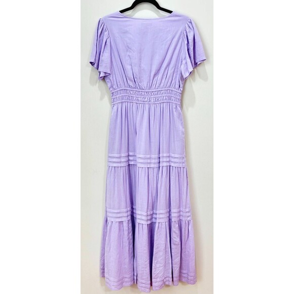 Biltmore Purple Maxi Dress sz S Linen Tiered Boho Cottagecore Romantic Pastel - Picture 9 of 14